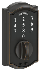 Schlage BE375 CAM 716 Electronic Deadbolt, Aged Bronze, Residential, 1 Grade, Metal, Thumbturn Interior Handle